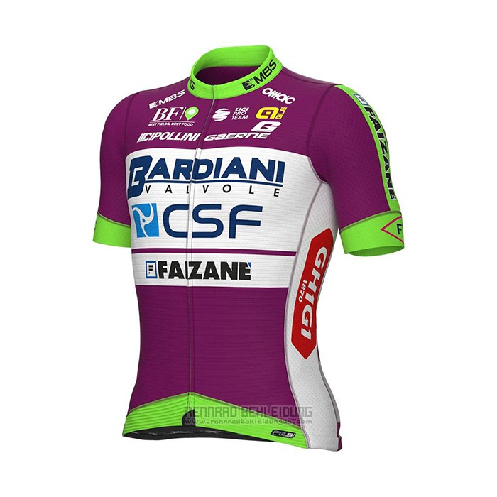 2022 Fahrradbekleidung Bardiani Csf Volett Grun Trikot Kurzarm und Tragerhose